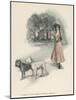 An American Girl Walks with an English Bull Terrier and and a Bulldog-null-Mounted Art Print