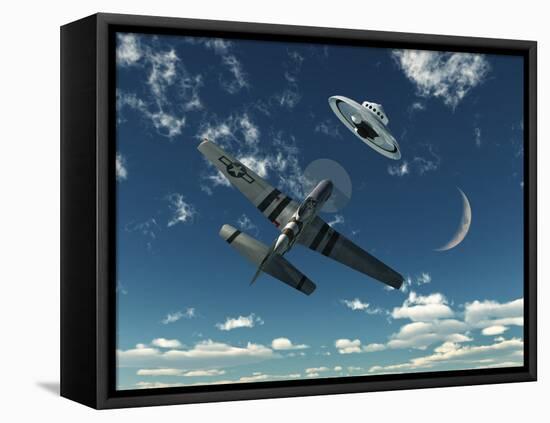 An American P-51 Mustang Gives Chase to a UFO-Stocktrek Images-Framed Premier Image Canvas