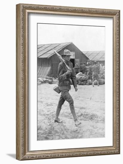 An American Soldier on Sentry Duty, Saint Nazaire, France, C1917-null-Framed Giclee Print