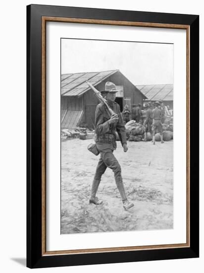 An American Soldier on Sentry Duty, Saint Nazaire, France, C1917-null-Framed Giclee Print