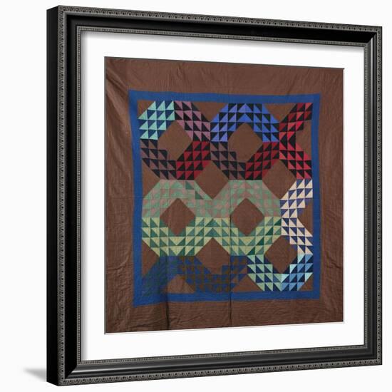 An Amish Ocean Waves Design Coverlet-null-Framed Giclee Print