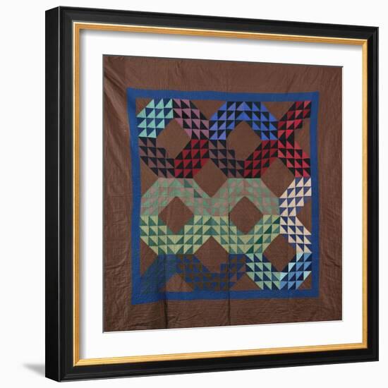 An Amish Ocean Waves Design Coverlet-null-Framed Giclee Print