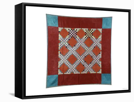 An Amish Peiced Cotton and Wool Quilted Coverlet-null-Framed Premier Image Canvas