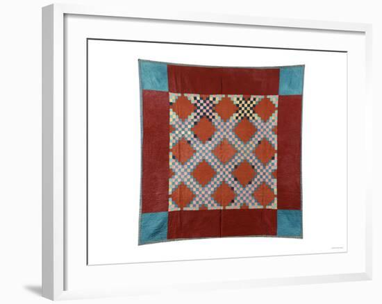 An Amish Peiced Cotton and Wool Quilted Coverlet-null-Framed Giclee Print