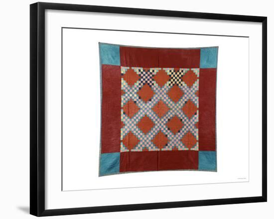 An Amish Peiced Cotton and Wool Quilted Coverlet-null-Framed Giclee Print