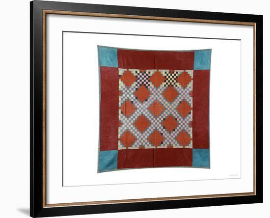 An Amish Peiced Cotton and Wool Quilted Coverlet-null-Framed Giclee Print