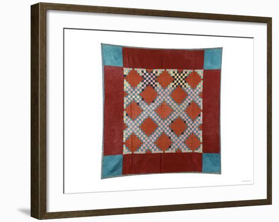 An Amish Peiced Cotton and Wool Quilted Coverlet-null-Framed Giclee Print