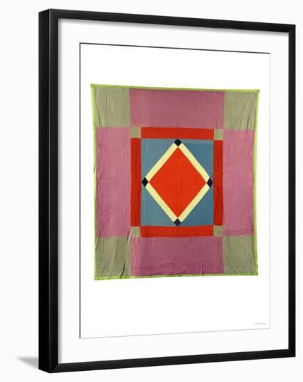 An Amish Pieced Cotton and Wool Quilted Coverlet, Lancaster County, Pennsylvania, circa 1925-null-Framed Giclee Print