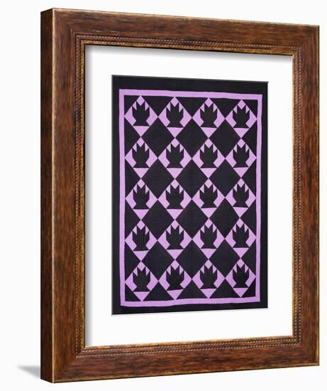 An Amish Pieced & Quilted Cotton Coverlet, Indiana or Ohio, circa 1910-null-Framed Giclee Print