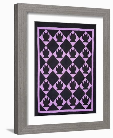 An Amish Pieced & Quilted Cotton Coverlet, Indiana or Ohio, circa 1910-null-Framed Giclee Print