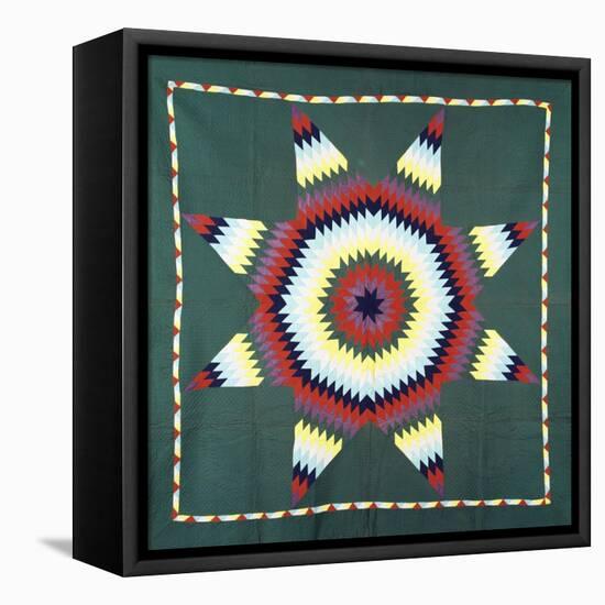 An Amish Star of Bethlehem Coverlet, Pennsylvania, Pieced and Quilted Cotton, Circa 1930-null-Framed Premier Image Canvas