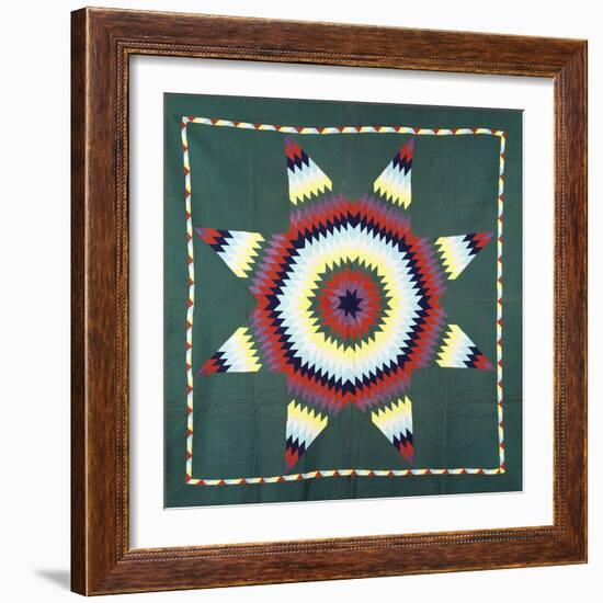 An Amish Star of Bethlehem Coverlet, Pennsylvania, Pieced and Quilted Cotton, Circa 1930-null-Framed Giclee Print