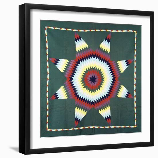 An Amish Star of Bethlehem Coverlet, Pennsylvania, Pieced and Quilted Cotton, Circa 1930-null-Framed Giclee Print