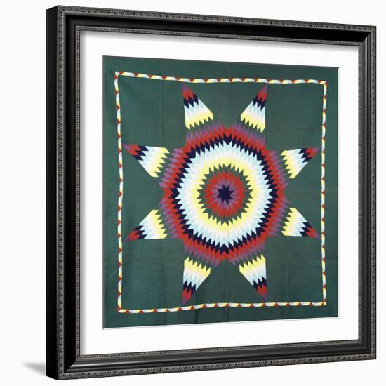 An Amish Star of Bethlehem Coverlet, Pennsylvania, Pieced and Quilted Cotton, Circa 1930-null-Framed Giclee Print