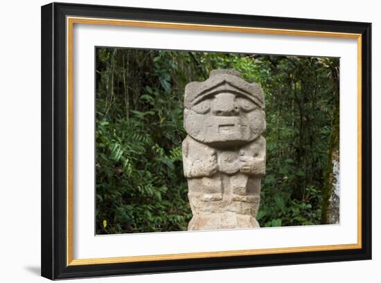 An ancient pre-Columbian stone carving at San Agustin, UNESCO World Heritage Site, South Colombia-Alex Treadway-Framed Photographic Print