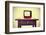 An Ancient Red Television on a Table with a Retro Effect-nito-Framed Photographic Print