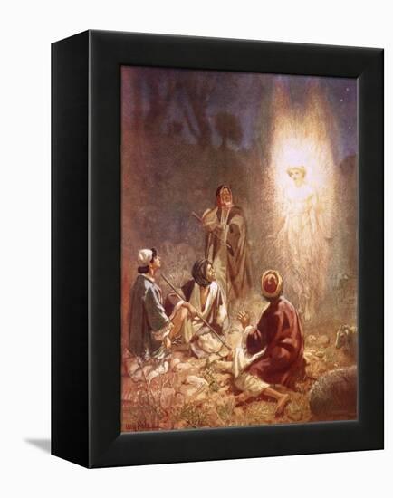 An Angel Announcing to the Shepherds of Bethlehem the Birth of Jesus-William Brassey Hole-Framed Premier Image Canvas