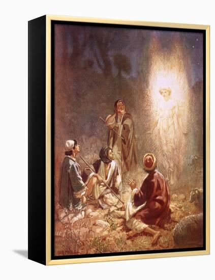 An Angel Announcing to the Shepherds of Bethlehem the Birth of Jesus-William Brassey Hole-Framed Premier Image Canvas