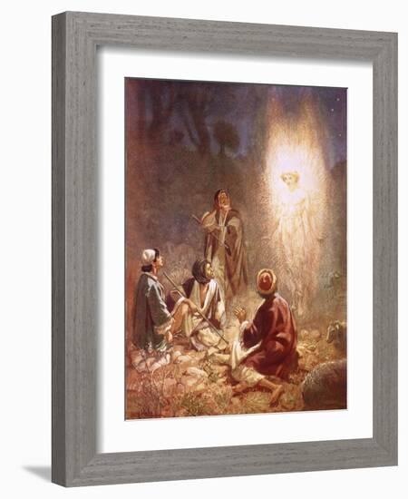 An Angel Announcing to the Shepherds of Bethlehem the Birth of Jesus-William Brassey Hole-Framed Giclee Print