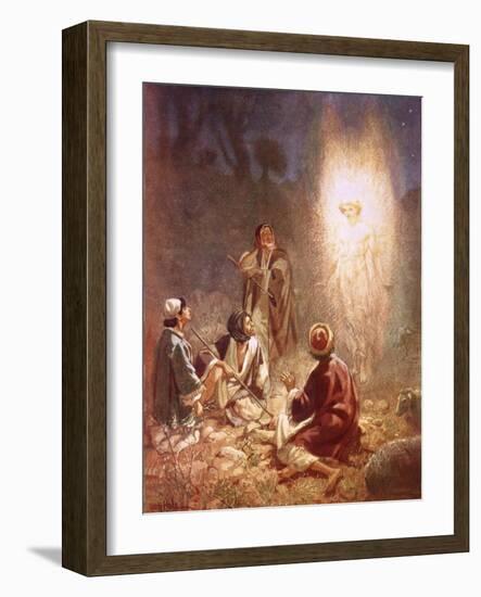 An Angel Announcing to the Shepherds of Bethlehem the Birth of Jesus-William Brassey Hole-Framed Giclee Print