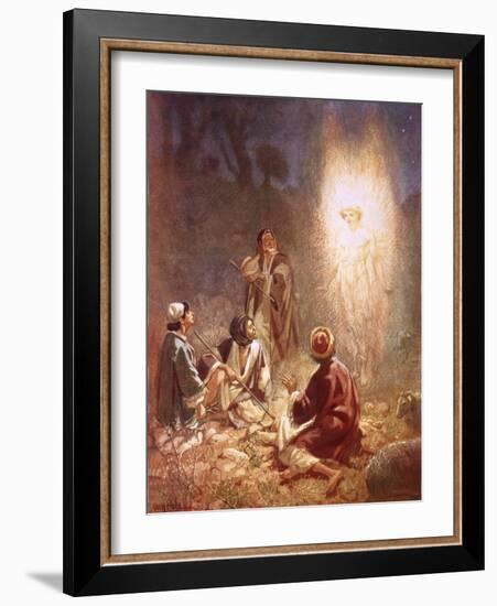 An Angel Announcing to the Shepherds of Bethlehem the Birth of Jesus-William Brassey Hole-Framed Giclee Print