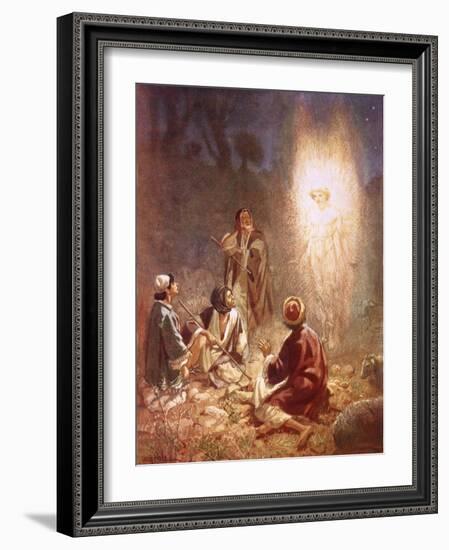 An Angel Announcing to the Shepherds of Bethlehem the Birth of Jesus-William Brassey Hole-Framed Giclee Print