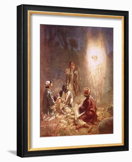 An Angel Announcing to the Shepherds of Bethlehem the Birth of Jesus-William Brassey Hole-Framed Giclee Print