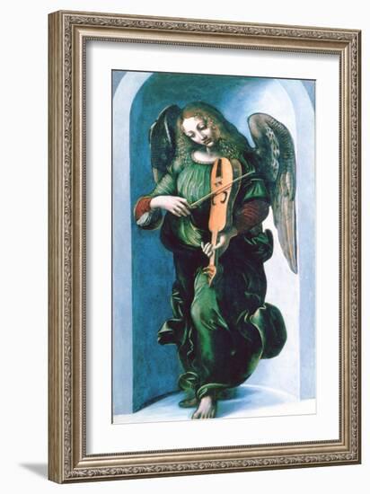 An Angel in Green with a Vielle, C1500-Leonardo da Vinci-Framed Giclee Print