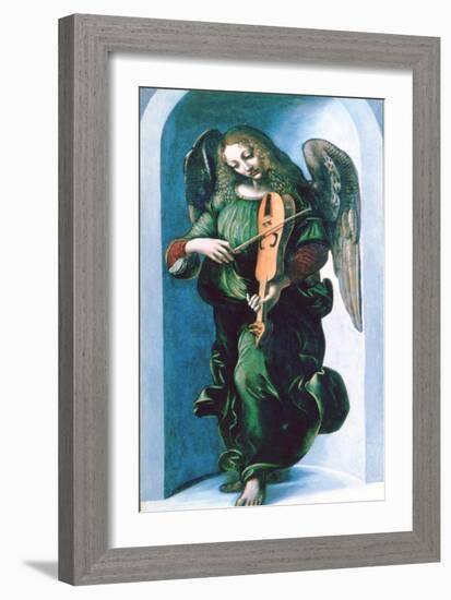 An Angel in Green with a Vielle, C1500-Leonardo da Vinci-Framed Giclee Print