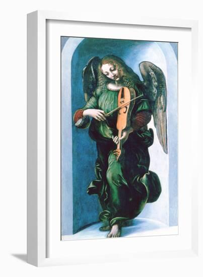 An Angel in Green with a Vielle, C1500-Leonardo da Vinci-Framed Giclee Print