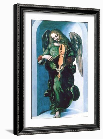 An Angel in Green with a Vielle, C1500-Leonardo da Vinci-Framed Giclee Print