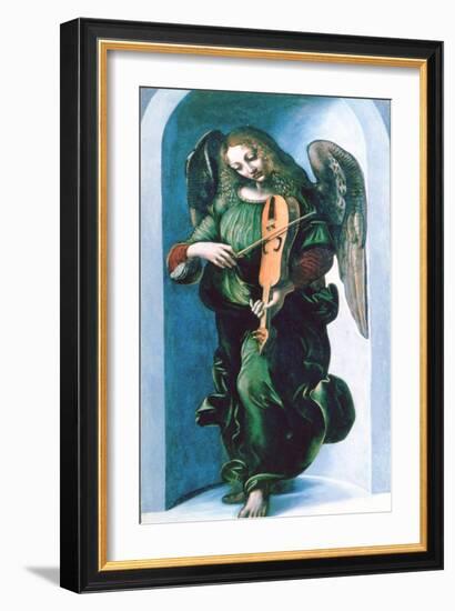 An Angel in Green with a Vielle, C1500-Leonardo da Vinci-Framed Giclee Print