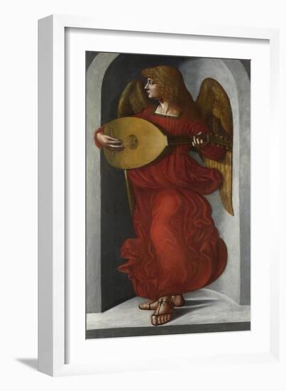 An Angel in Red with a Lute, C. 1490-1499-Giovanni Ambrogio De Predis-Framed Giclee Print