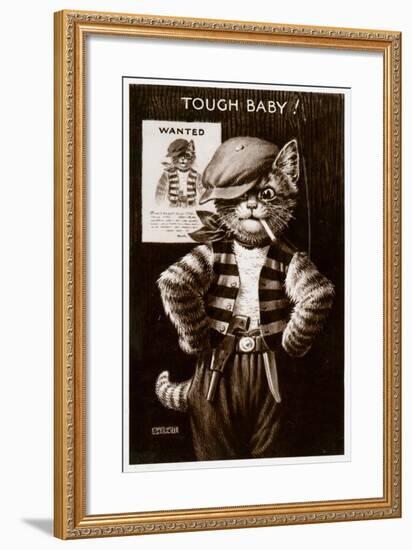 An Anthropomorphic Cat Smoking a Cigarette-null-Framed Giclee Print