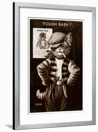 An Anthropomorphic Cat Smoking a Cigarette-null-Framed Giclee Print