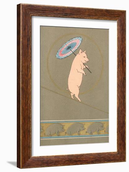 An Anthropomorphic Pig Performing in a Circus-null-Framed Giclee Print