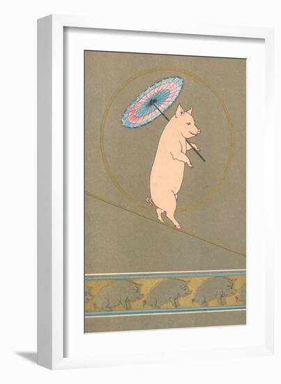 An Anthropomorphic Pig Performing in a Circus-null-Framed Giclee Print