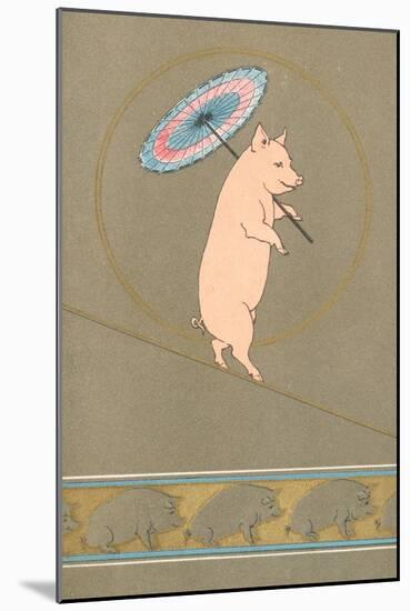 An Anthropomorphic Pig Performing in a Circus-null-Mounted Giclee Print