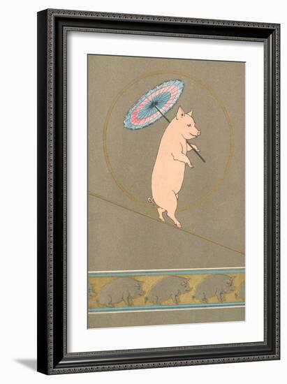 An Anthropomorphic Pig Performing in a Circus-null-Framed Giclee Print