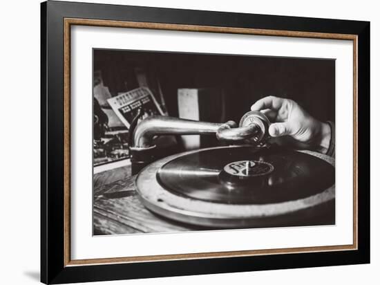 An Antique Phonograph At The Atlantic City Mercantile, Atlantic City, Wyoming-Louis Arevalo-Framed Photographic Print