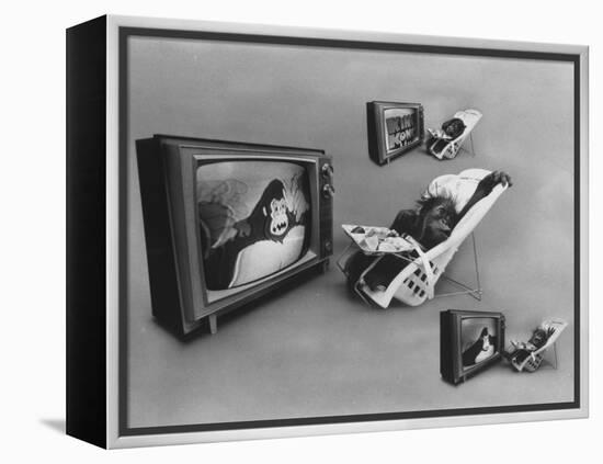 An Ape Participating in a Study of Ape Addiction to Tv-Yale Joel-Framed Premier Image Canvas