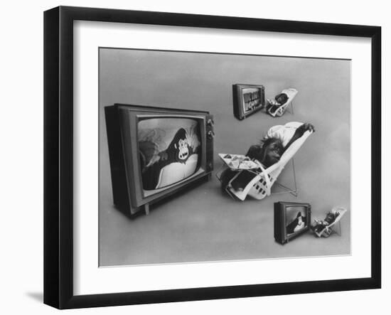 An Ape Participating in a Study of Ape Addiction to Tv-Yale Joel-Framed Photographic Print