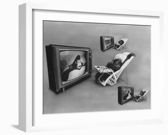 An Ape Participating in a Study of Ape Addiction to Tv-Yale Joel-Framed Photographic Print