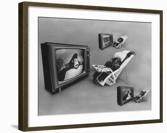 An Ape Participating in a Study of Ape Addiction to Tv-Yale Joel-Framed Photographic Print