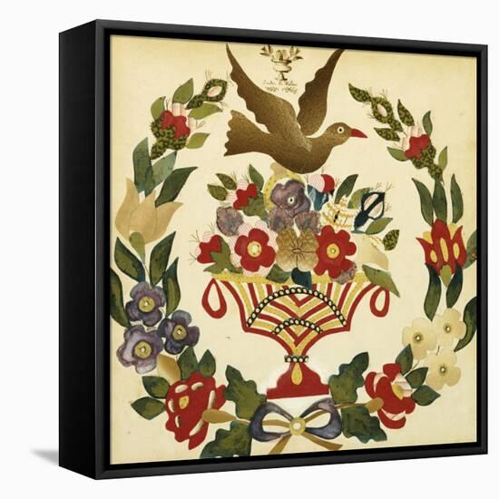 An Appliqued and Painted Cotton Album Quilt Square, Baltimore, 19th Century-null-Framed Premier Image Canvas