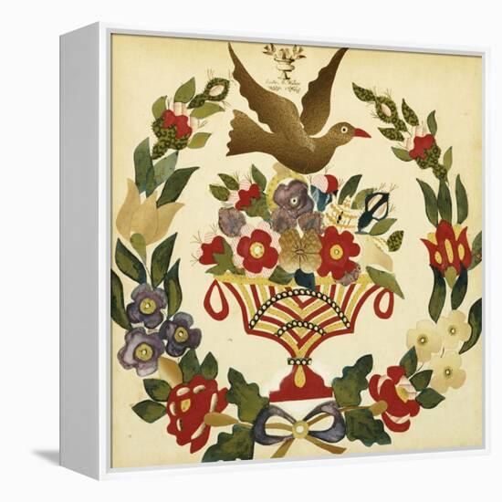 An Appliqued and Painted Cotton Album Quilt Square, Baltimore, 19th Century-null-Framed Premier Image Canvas
