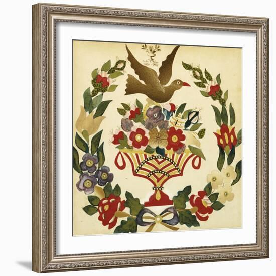 An Appliqued and Painted Cotton Album Quilt Square, Baltimore, 19th Century-null-Framed Giclee Print