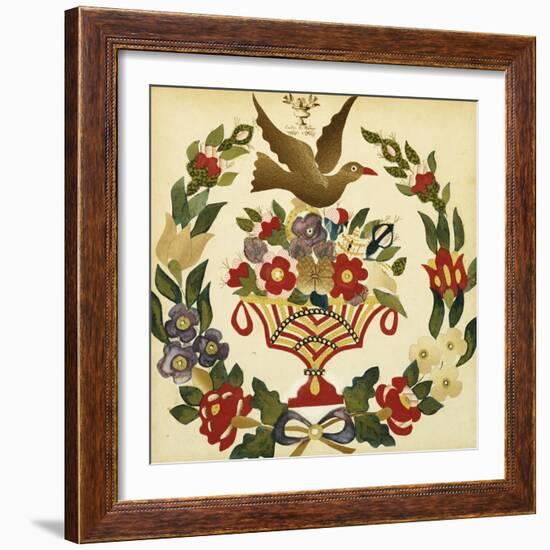 An Appliqued and Painted Cotton Album Quilt Square, Baltimore, 19th Century-null-Framed Giclee Print