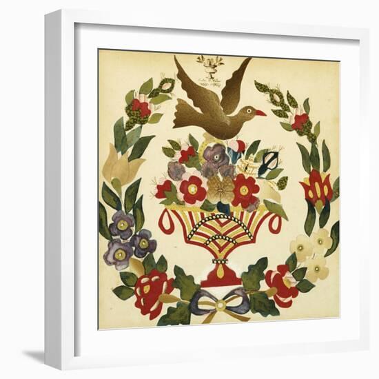 An Appliqued and Painted Cotton Album Quilt Square, Baltimore, 19th Century-null-Framed Giclee Print