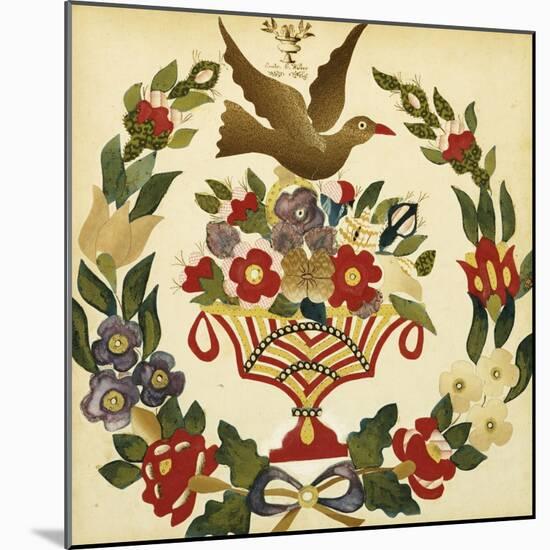 An Appliqued and Painted Cotton Album Quilt Square, Baltimore, 19th Century-null-Mounted Giclee Print